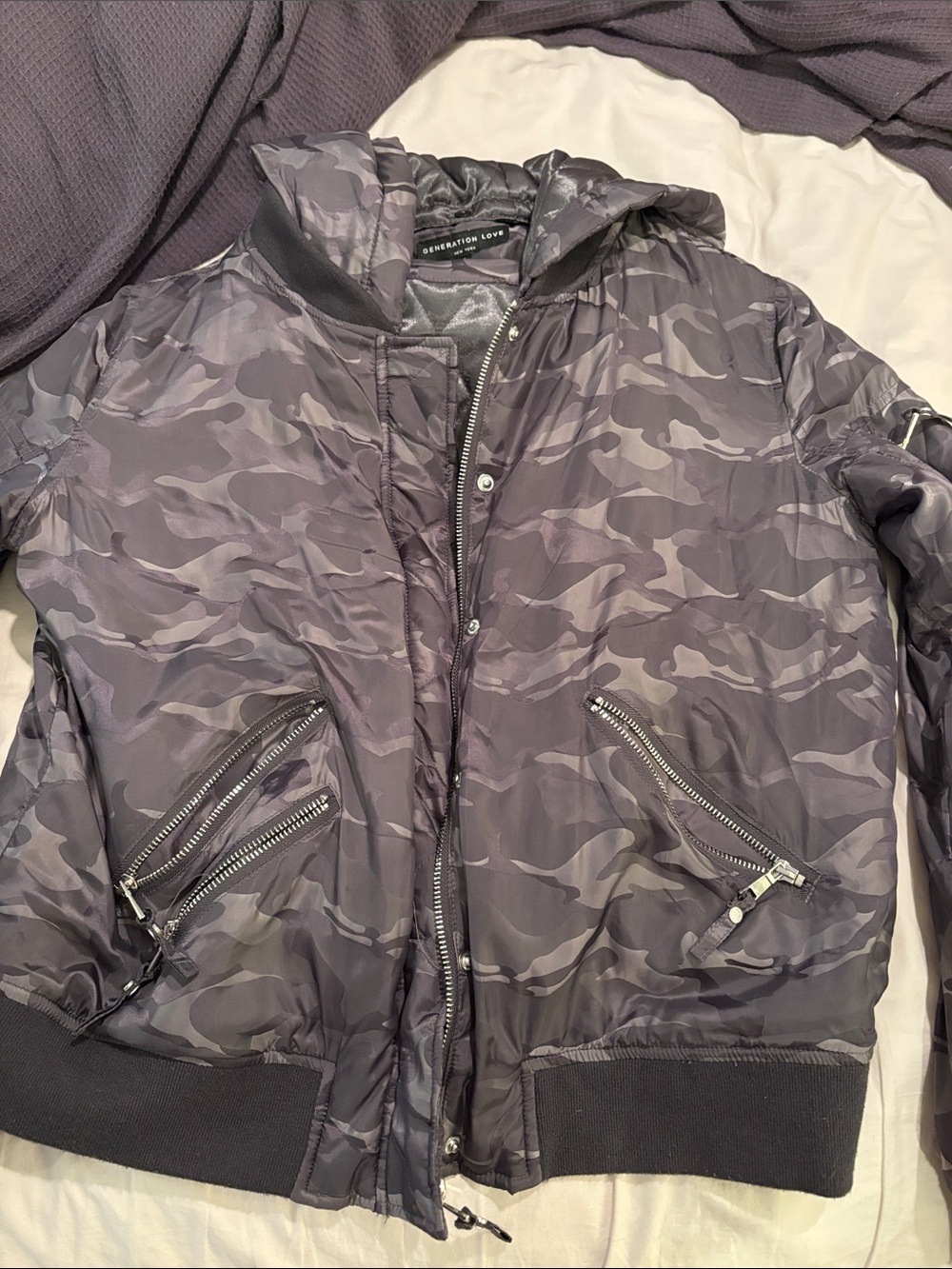 Generation Love Men's Gray Camo Bomber Jacket